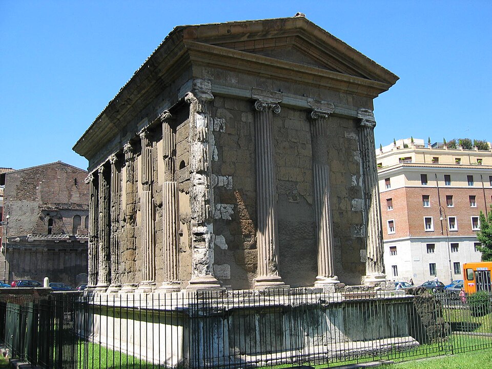 The Temple of Portunus in Rome, a surviving Roman temple with standing columns